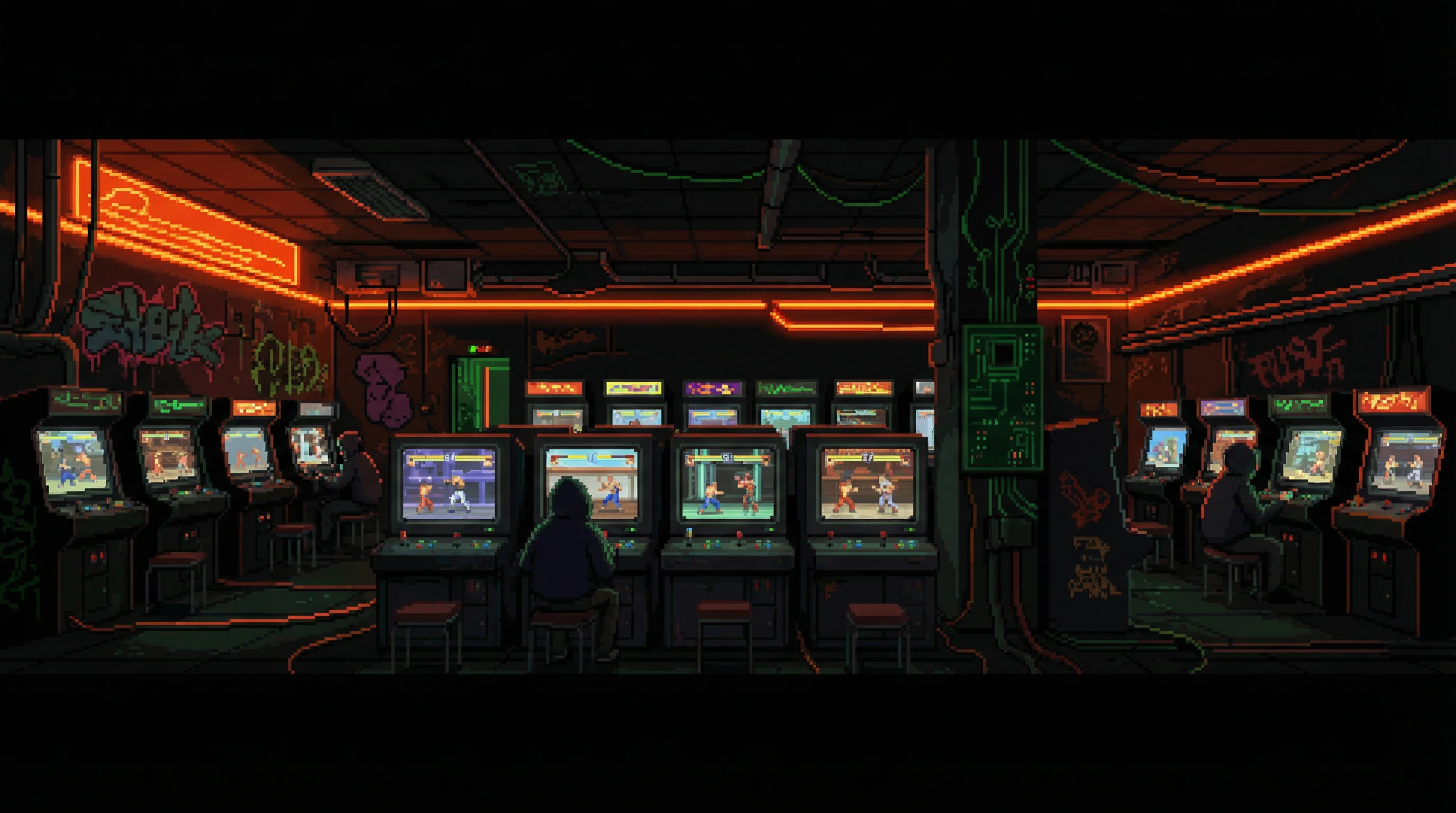 像素艺术作品：赛博街机场景 - ag捕鱼 社区创作